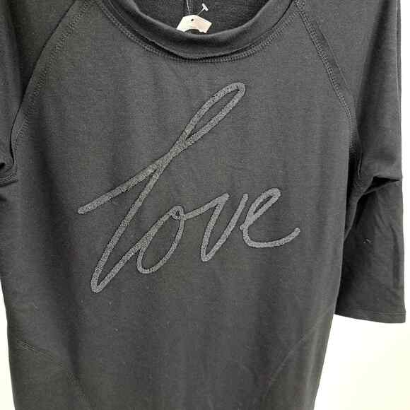 Cato T-Shirt Dress S Graphic Spellout Beaded Love Print 3/4 Raglan Sleeve Black - Picture 4 of 8